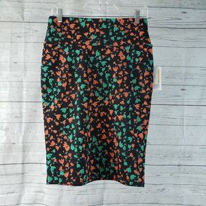 LuLaRoe Womens Cassie Pencil Skirt Sz Small Black Green Floral